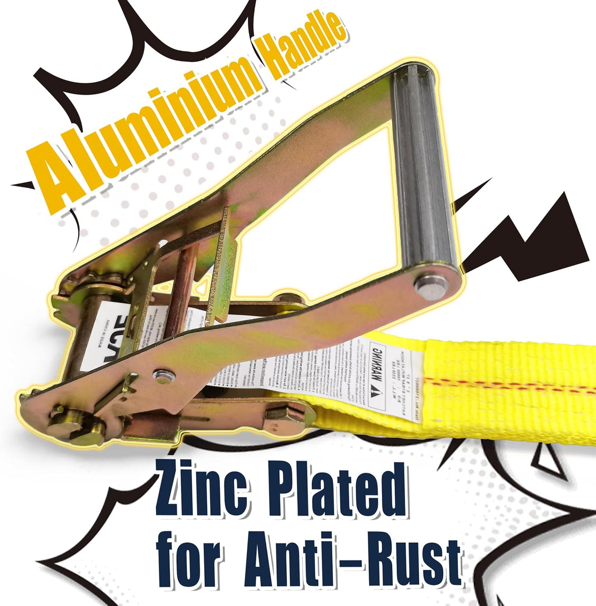 8 Pack 2" x 27' Ratchet Tie Down Straps with Flat Hook Ends, 10,000 lb Break Strength | KJE
