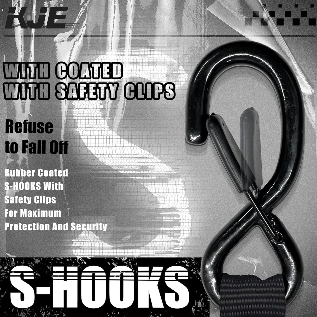 4 Pack 1" x 10' Retractable Ratchet Tie Down Straps with Soft Loops & S-Hooks, 1,650 lb Break Strength | KJE