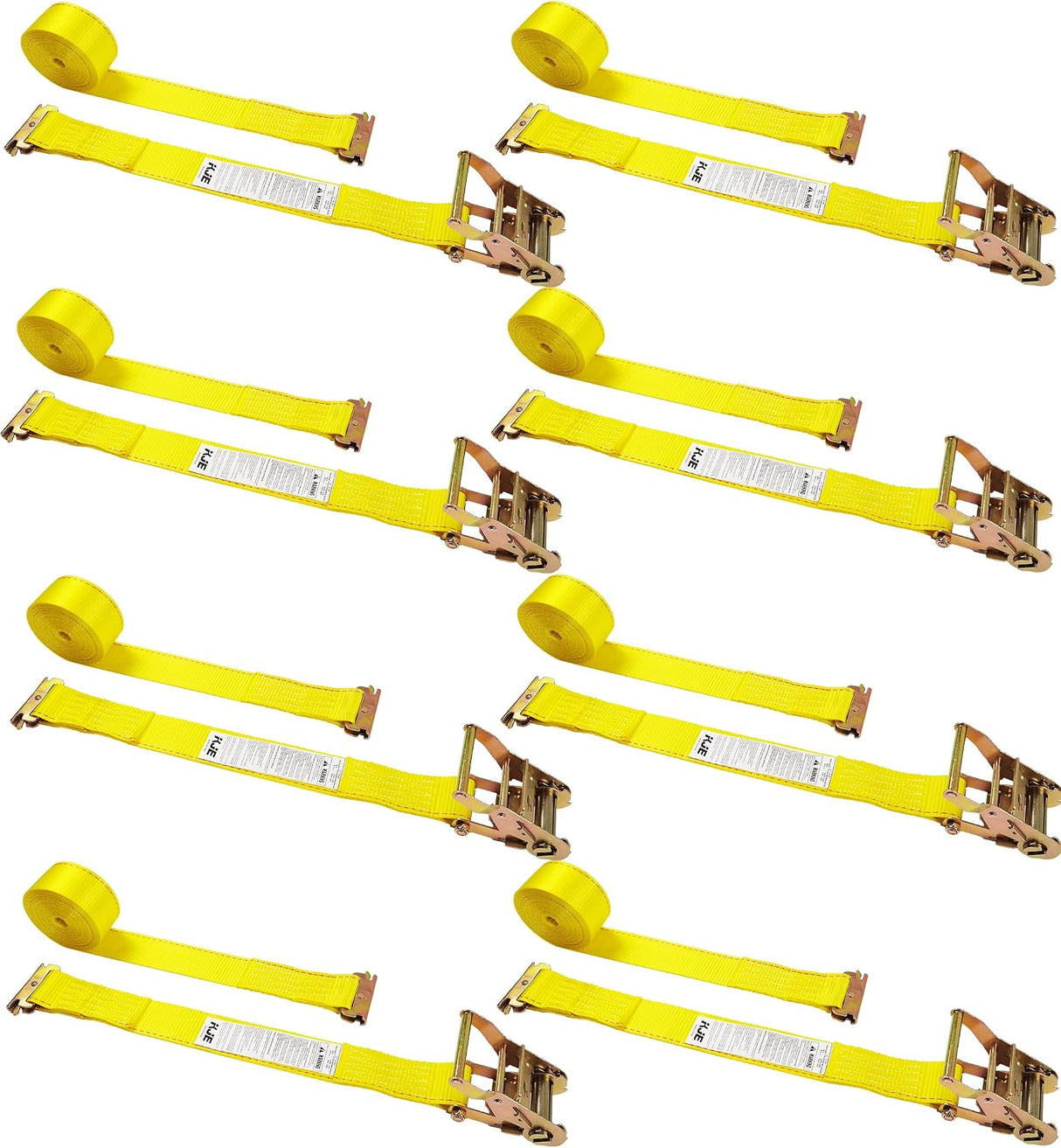 8 Pack 2" x 20' E-Track Ratchet Straps with E-Track Fittings, 4,500 lb Break Strength | KJE