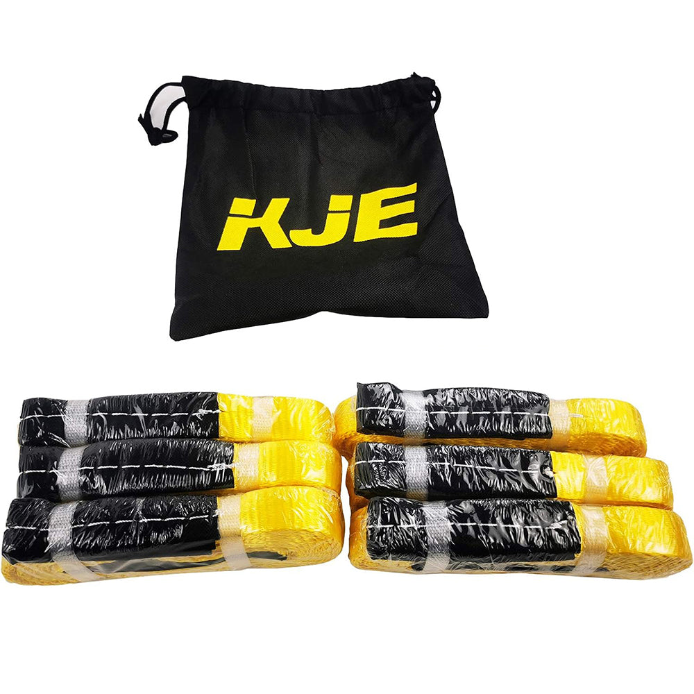 6 Pack 1" x 8' Polyester Web Lifting Sling Straps with Reinforced Loop Ends, 5,000 lb Break Strength | KJE
