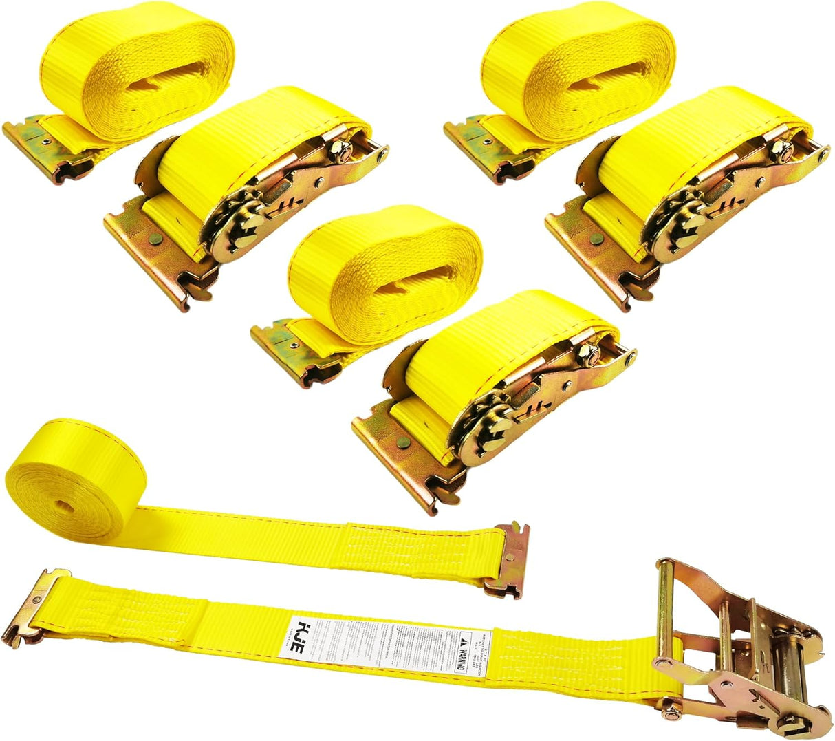 4 Pack 2" x 20' E-Track Ratchet Straps with E-Track Fittings, 4,500 lb Break Strength | KJE