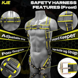 Full Body Safety Harness Fall Protection Kit with 6 ft Shock Absorbing Lanyard & Hook, ANSI/OSHA | KJE