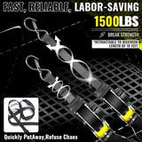 4 Pack 1" x 10' Automatic Retractable Ratchet Tie Down Straps with Soft Loops & S-Hooks, 1,500 lb Break Strength | KJE