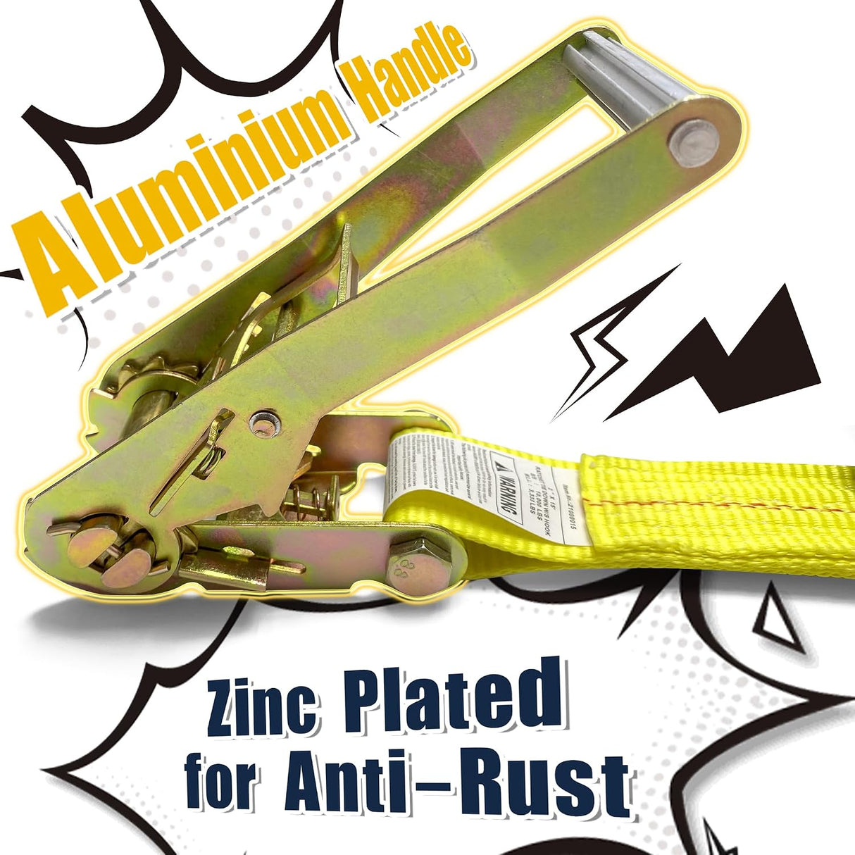 10 Pack 2" x 27' Ratchet Tie Down Straps with J-Hook Ends, 10,000 lb Break Strength | KJE