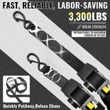 2 Pack 2" x 10' Automatic Retractable Ratchet Tie Down Straps with Soft Loops & S-Hooks, 3,300 lb Break Strength | KJE