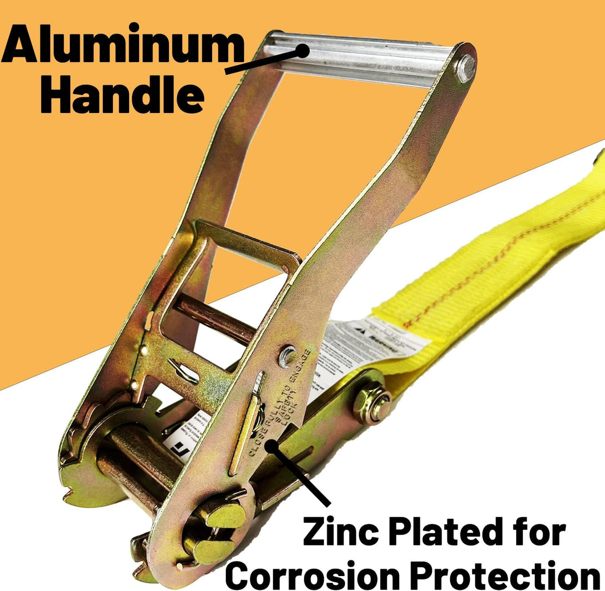 4 Pack 2" x 27' Weather-Resistant Ratchet Tie Down Straps with Flat Hook Ends, 10,000 lb Break Strength | KJE