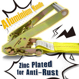 4 Pack 2" x 15' Ratchet Tie Down Straps with J-Hook Ends, 10,000 lb Break Strength | KJE