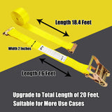 4 Pack 2" x 20' E-Track Ratchet Straps with E-Track Fittings, 4,500 lb Break Strength | KJE