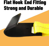 4 Pack 2" x 27' Weather-Resistant Ratchet Tie Down Straps with Flat Hook Ends, 10,000 lb Break Strength | KJE