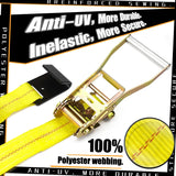 8 Pack 2" x 27' Ratchet Tie Down Straps with Flat Hook Ends, 10,000 lb Break Strength | KJE