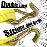 10 Pack 2" x 27' Ratchet Tie Down Straps with J-Hook Ends, 10,000 lb Break Strength | KJE