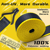 6 Pack 2" x 15' Black Ratchet Tie Down Straps with J-Hook Ends, 5,500 lb Break Strength | KJE