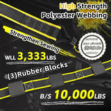 4 Pack 2" x 10' Reflective Wheel Tie Down Straps with 3 J-Hooks & Rubber Blocks, 10,000 lb Break Strength | KJE