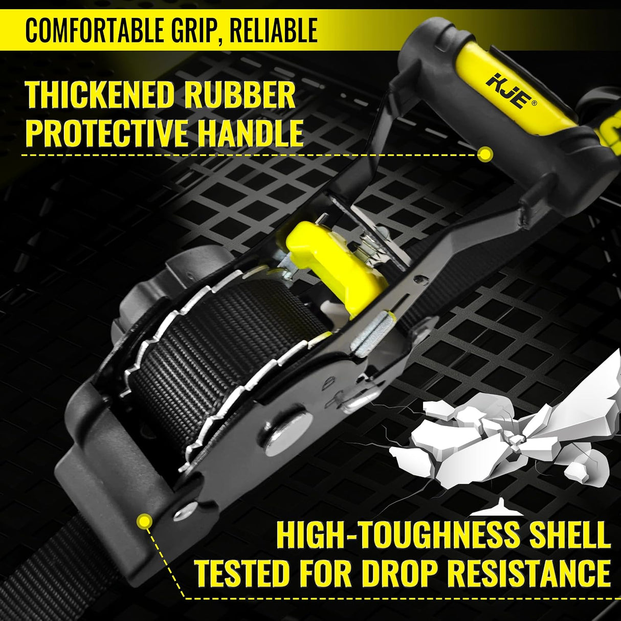 4 Pack 1" x 10' Automatic Retractable Ratchet Tie Down Straps with Soft Loops & S-Hooks, 1,500 lb Break Strength | KJE