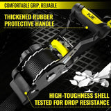 4 Pack 1" x 10' Automatic Retractable Ratchet Tie Down Straps with Soft Loops & S-Hooks, 1,500 lb Break Strength | KJE