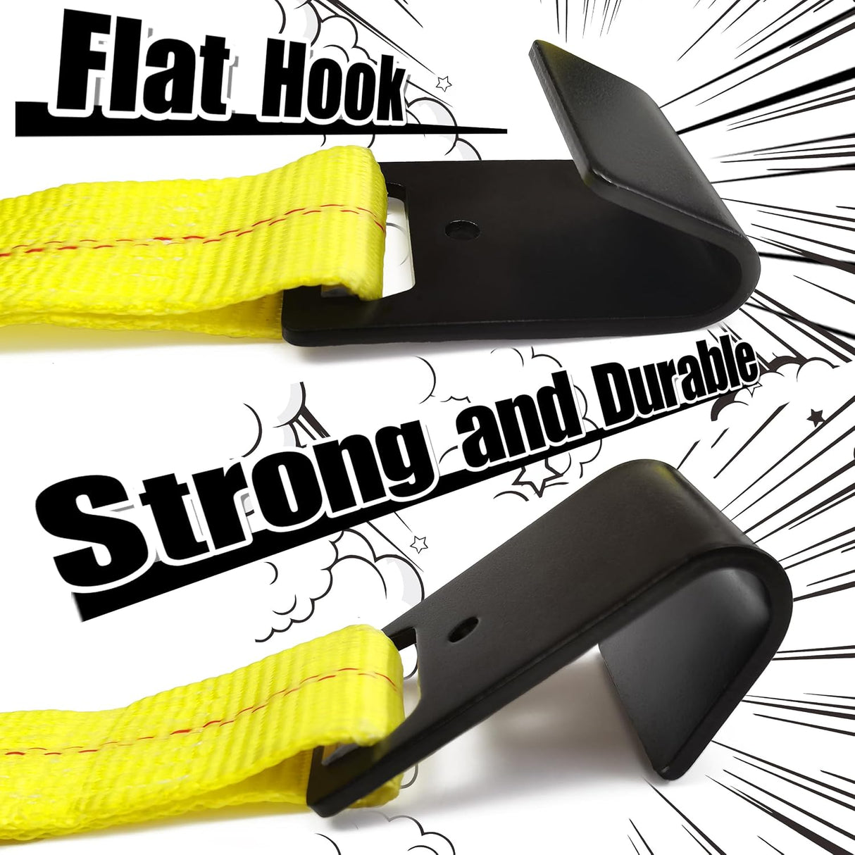 8 Pack 2" x 27' Ratchet Tie Down Straps with Flat Hook Ends, 10,000 lb Break Strength | KJE