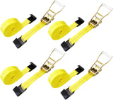 4 Pack 2" x 27' Weather-Resistant Ratchet Tie Down Straps with Flat Hook Ends, 10,000 lb Break Strength | KJE