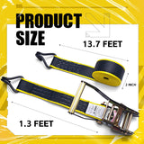6 Pack 2" x 15' Black Ratchet Tie Down Straps with J-Hook Ends, 5,500 lb Break Strength | KJE