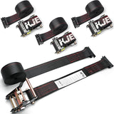 4 Pack 2" x 16' E-Track Ratchet Straps with E-Track Fittings, 4,500 lb Break Strength | KJE