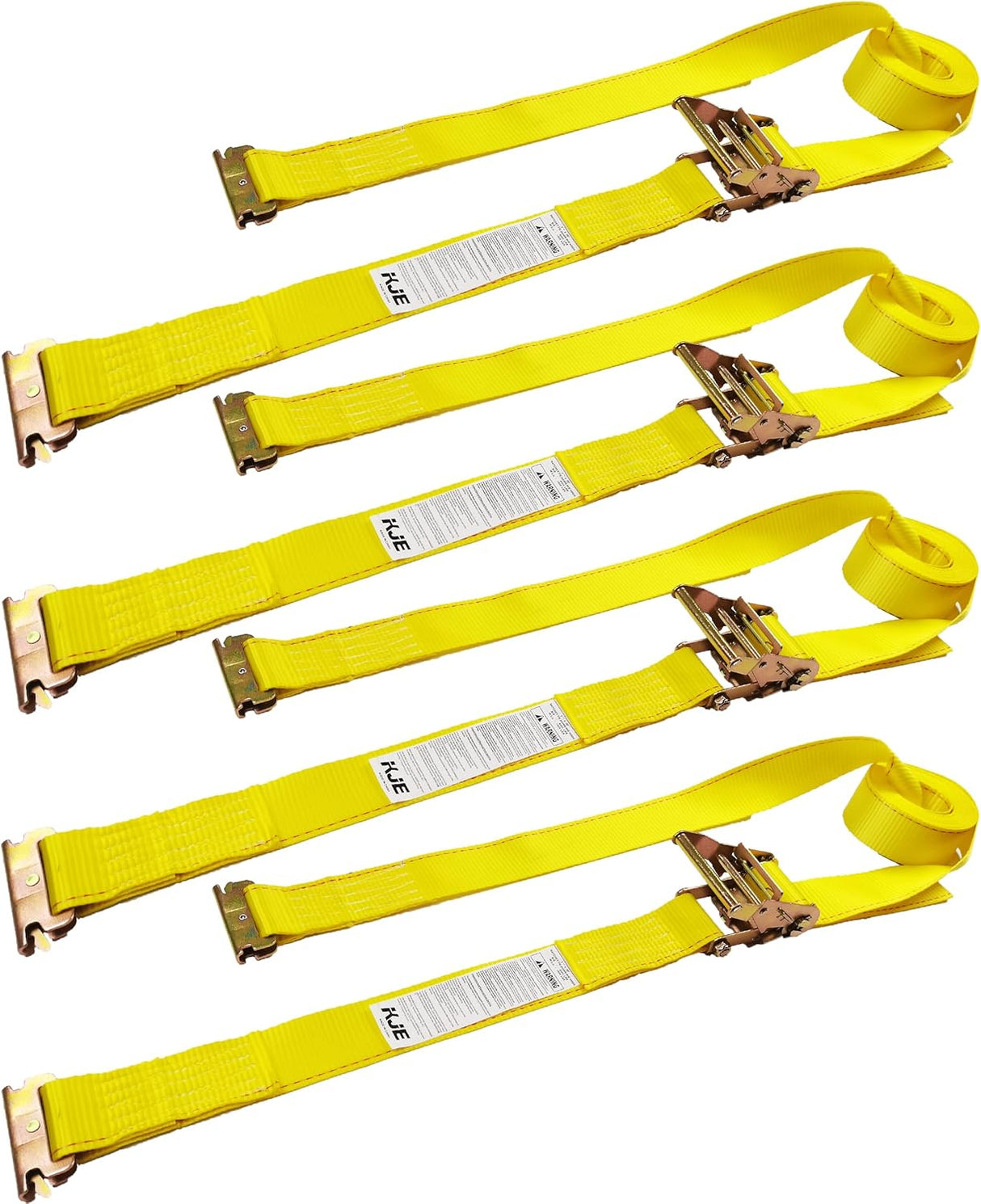 4 Pack 2" x 20' E-Track Ratchet Straps with E-Track Fittings, 4,500 lb Break Strength | KJE