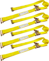 4 Pack 2" x 20' E-Track Ratchet Straps with E-Track Fittings, 4,500 lb Break Strength | KJE