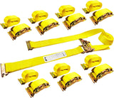 8 Pack 2" x 20' E-Track Ratchet Straps with E-Track Fittings, 4,500 lb Break Strength | KJE