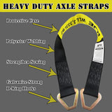 4 Pack 2" x 8' Car Trailer Tie Down Kit, 36" Axle Straps with J-Hooks, 10,000 lb Break Strength | KJE
