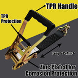 4 Pack 2" x 8' Car Trailer Tie Down Kit, 36" Axle Straps with J-Hooks, 10,000 lb Break Strength | KJE