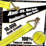 4 Pack 2" x 27' Ratchet Tie Down Straps with J-Hook Ends, 10,000 lb Break Strength | KJE