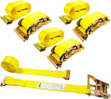 4 Pack 2" x 20' E-Track Ratchet Straps with E-Track Fittings, 4,500 lb Break Strength | KJE