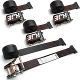 4 Pack 2" x 16' E-Track Ratchet Straps with E-Track Fittings, 4,500 lb Break Strength | KJE