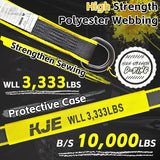 4 Pack 2" x 10' Reflective Wheel Tie Down Straps, Lasso Wheel Straps with Anchor Chain Ends, 10,000 lb Break Strength | KJE
