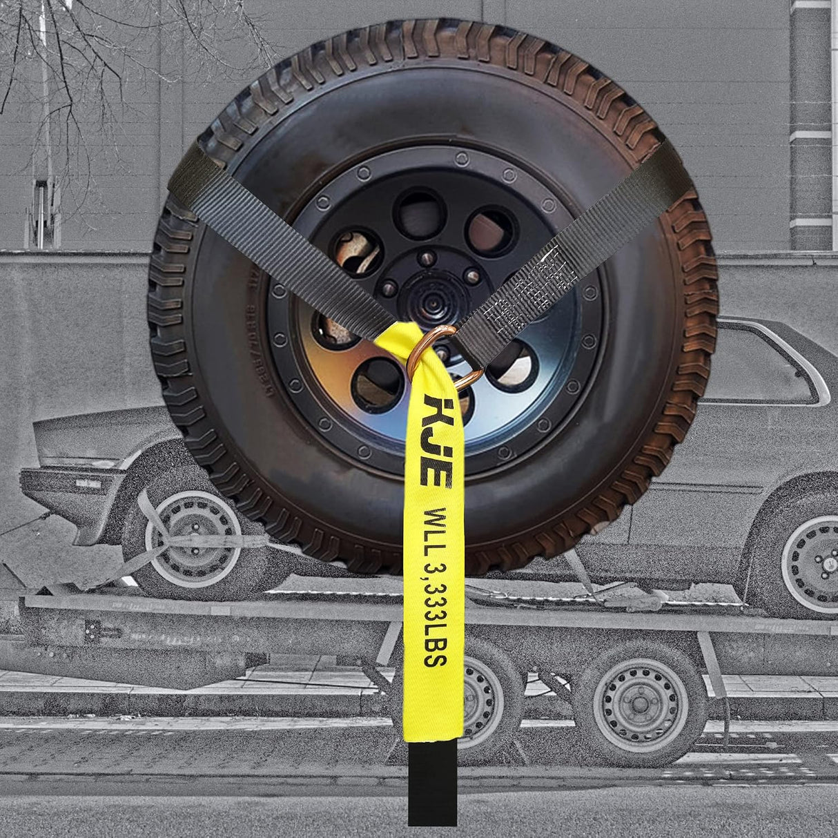 4 Pack 2" x 10' Car Trailer Tie Down Straps, Lasso Wheel Straps with Flat Hooks, 10,000 lb Break Strength | KJE