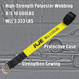 4 Pack 2" x 10' Car Trailer Tie Down Straps, Lasso Wheel Straps with Flat Hooks, 10,000 lb Break Strength | KJE